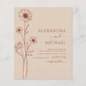 Budget Boho Moderne Blumenhochzeiten Einladungen Flyer (Vorne)