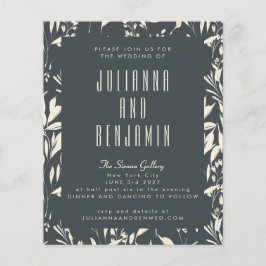 Budget Boho Moderne Schwarze Hand Drawn Floral Wed