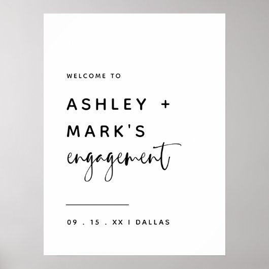 Budget Boho Moderne Script Verlobung Willkommen Poster (Vorne)