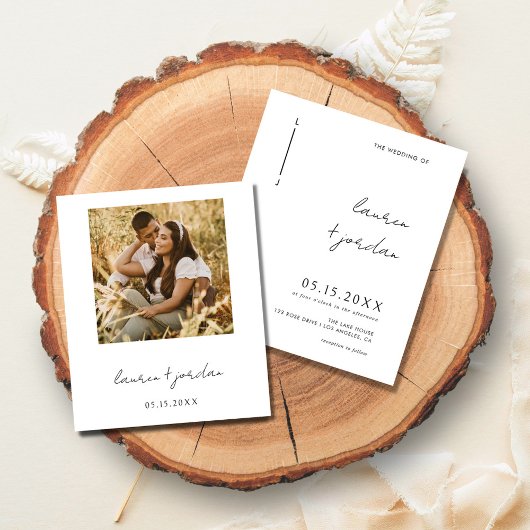 Budget Boho Modernes Minimalistisches Foto Hochzei Flyer