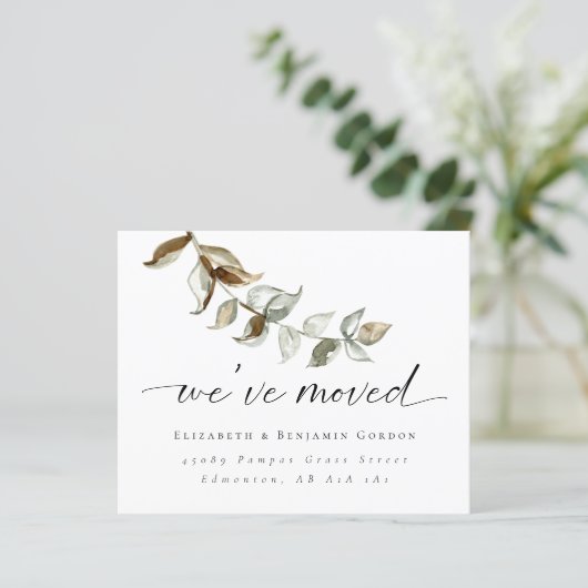 Budget Boho Moving Ankündigung Minimales Skript (Stehend Vorderseite)