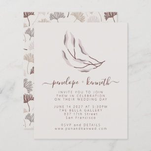 Budget Boho Nature Neutral Botanic Wedding Einladu