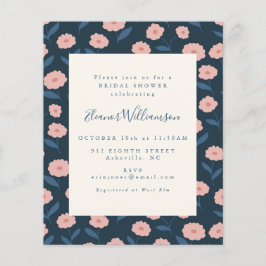 Budget Boho Navy Blume Brautparty Einladung