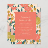 Budget Boho Orange Botanical Wedding Einladung (Vorne/Hinten)