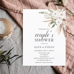 Budget Boho Pampa Grass Grüne Couple Dusche Inv Einladungspostkarte