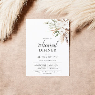 Budget Boho Pampa Grass Grüne Probe Abendessen Einladungspostkarte