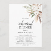 Budget Boho Pampa Grass Grüne Probe Abendessen Einladungspostkarte (Vorderseite)