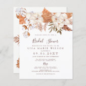 Budget Boho Pampas Bridal Dusche Einladung (Vorne/Hinten)