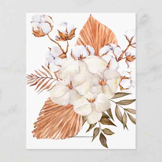 Budget Boho Pampas Bridal Dusche Einladung (Rückseite)