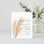 Budget Boho Pampas Bridal Dusche Einladung (Stehend Vorderseite)