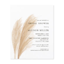 Budget Boho Pampas Bridal Dusche Einladung