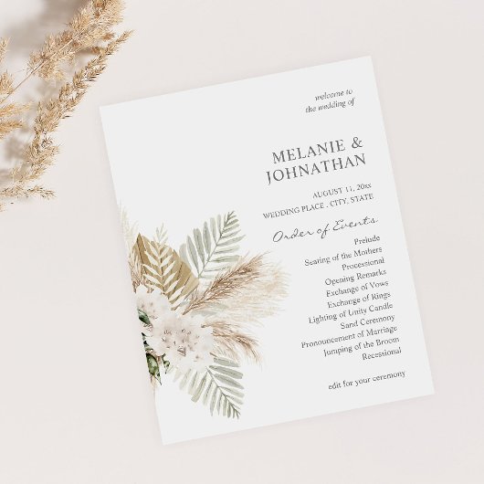 Budget Boho Pampas Grass B Blumenzeremonie Flyer