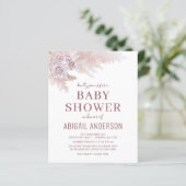 Budget Boho Pampas Grass Baby Dusche Einladung (Stehend Vorderseite)