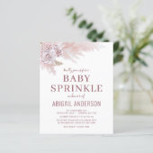 Budget Boho Pampas Grass Baby Sprinkle Einladung (Stehend Vorderseite)