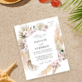 Budget Boho Pampas Grass Beach Floral Wedding Flyer