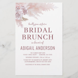 Budget Boho Pampas Grass Bridal Brunch Einladung Flyer