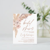 Budget Boho Pampas Grass Bridal Dusche Einladung (Stehend Vorderseite)