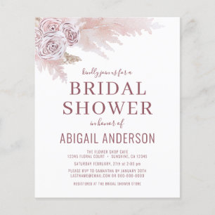Budget Boho Pampas Grass Bridal Dusche Einladung Flyer