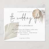 Budget Boho Pampas Grass Cream Wedding Einladung (Vorderseite)