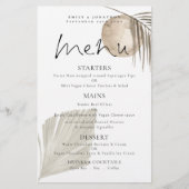 Budget Boho Pampas Grass Cream Wedding Menü (Vorderseite)