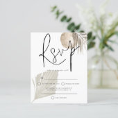 Budget Boho Pampas Grass fan Wedding RSVP (Stehend Vorderseite)
