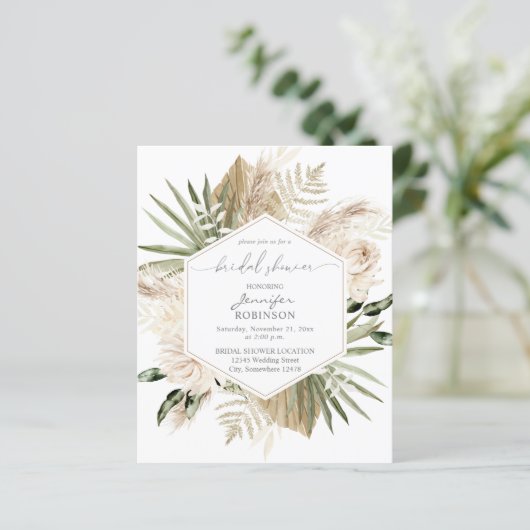 Budget Boho Pampas Grass & Floral Brautparty (Stehend Vorderseite)