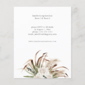 Budget Boho Pampas Grass & Floral Brautparty Flyer (Hinten)