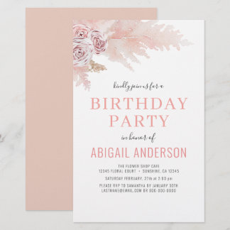 Budget Boho Pampas Grass Geburtstagspartei Einladu