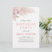 Budget Boho Pampas Grass Geburtstagspartei Einladu (Stehend Vorderseite)