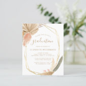 Budget Boho Pampas Grass Graduation Party Einladun (Stehend Vorderseite)