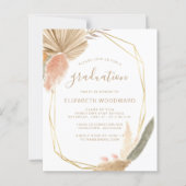 Budget Boho Pampas Grass Graduation Party Einladun (Vorderseite)