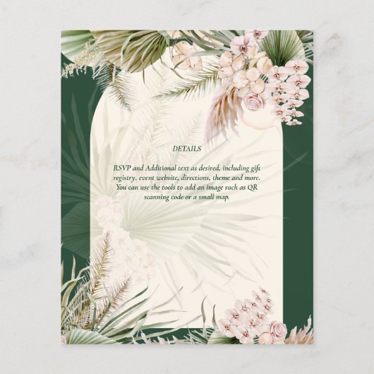 BUDGET BOHO Pampas Grass Green Wedding MATTE Flyer (Hinten)
