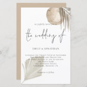 Budget Boho Pampas Grass Script Einladung (Vorne/Hinten)