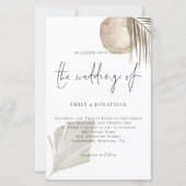 Budget Boho Pampas Grass Script Einladung (Vorderseite)