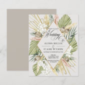 BUDGET Boho Pampas Grass Wedding Einladung (Vorne/Hinten)