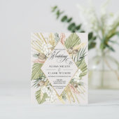 BUDGET Boho Pampas Grass Wedding Einladung (Stehend Vorderseite)
