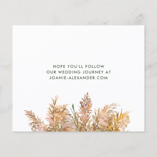 Budget Boho Pampas Grass Wedding retten das Datum (Rückseite)