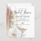 Budget Boho Pampas Orchid Bridal Dusche Einladung (Vorne/Hinten)