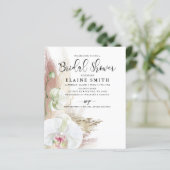 Budget Boho Pampas Orchid Bridal Dusche Einladung (Stehend Vorderseite)