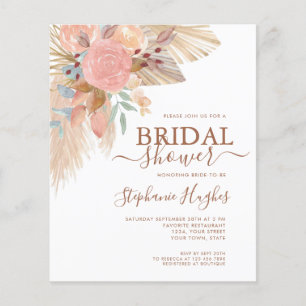 Budget Boho Pampas Rustic Bridal Dusche Einladung