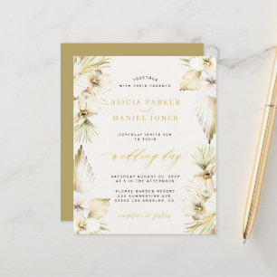 Budget Boho Pampas Tropische Hochzeitseinladung