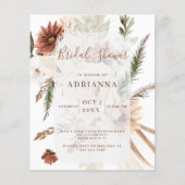 Budget Boho Pampas Wedding Brautparty Einladung (Vorderseite)