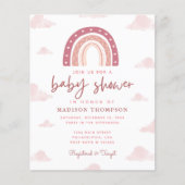 Budget Boho Pastel Pink Rainbow Baby Dusche (Vorderseite)