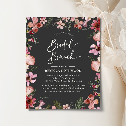 Budget Boho Peach Gray Bridal Brunch Einladung