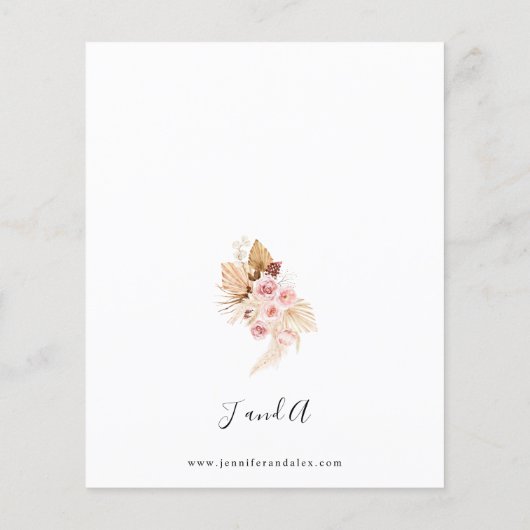 Budget Boho Pink & Beige Pampas Hochzeit (Rückseite)