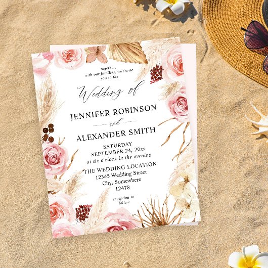 Budget Boho Pink & Beige Pampas Hochzeit