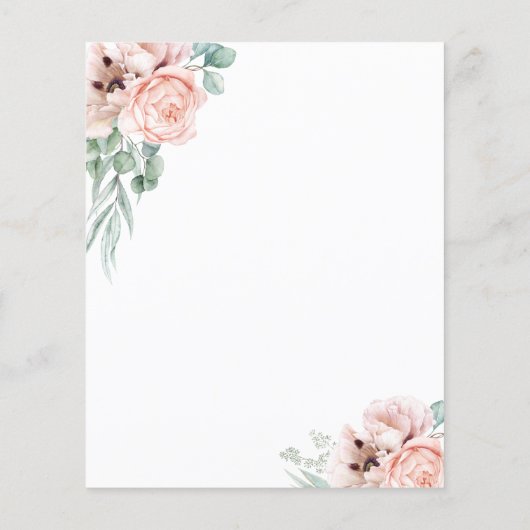 Budget Boho Pink Blumendusche Einladung (Rückseite)