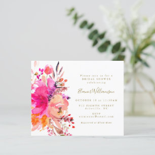 Budget Boho Pink Blumendusche Einladung
