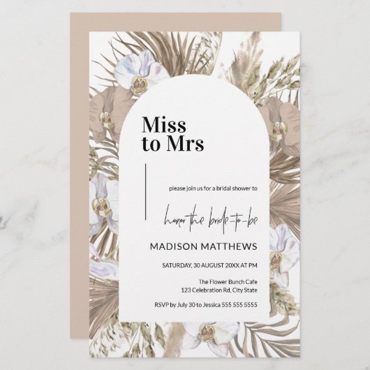 Budget Boho Pink Blush Brautparty Einladung (Vorne/Hinten)