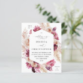 Budget Boho Pink Pampas Grass Floral Hochzeit (Stehend Vorderseite)